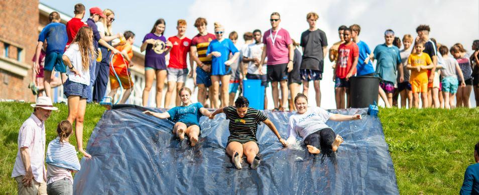 Picture of people on a waterslide